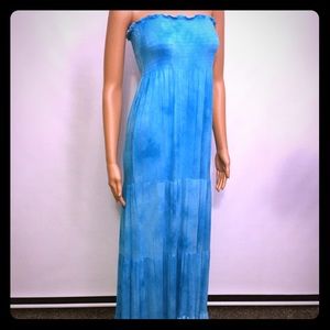 Awesome “Say What” Strapless Blue Long Dress. NWOT